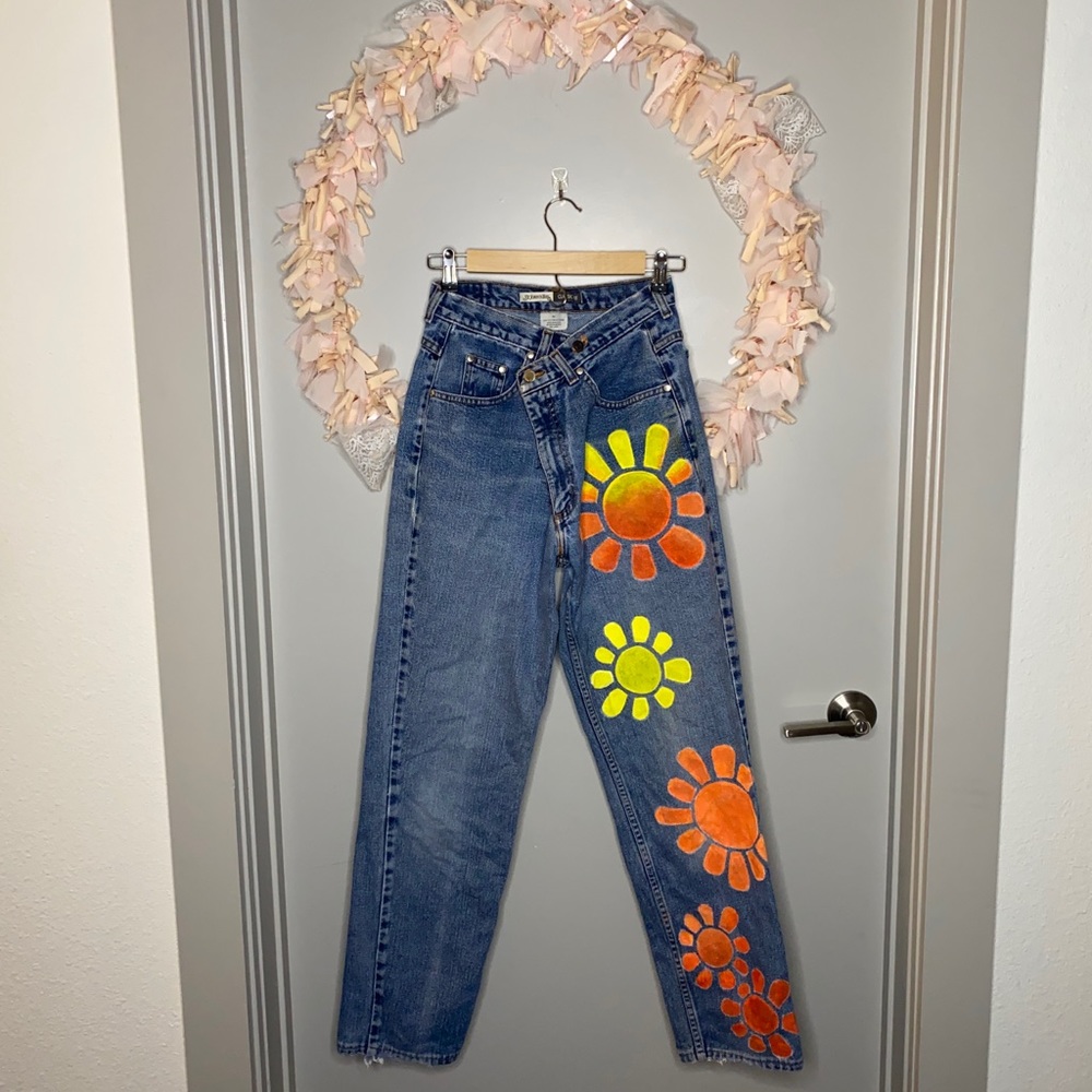 Custom painted mom jeans